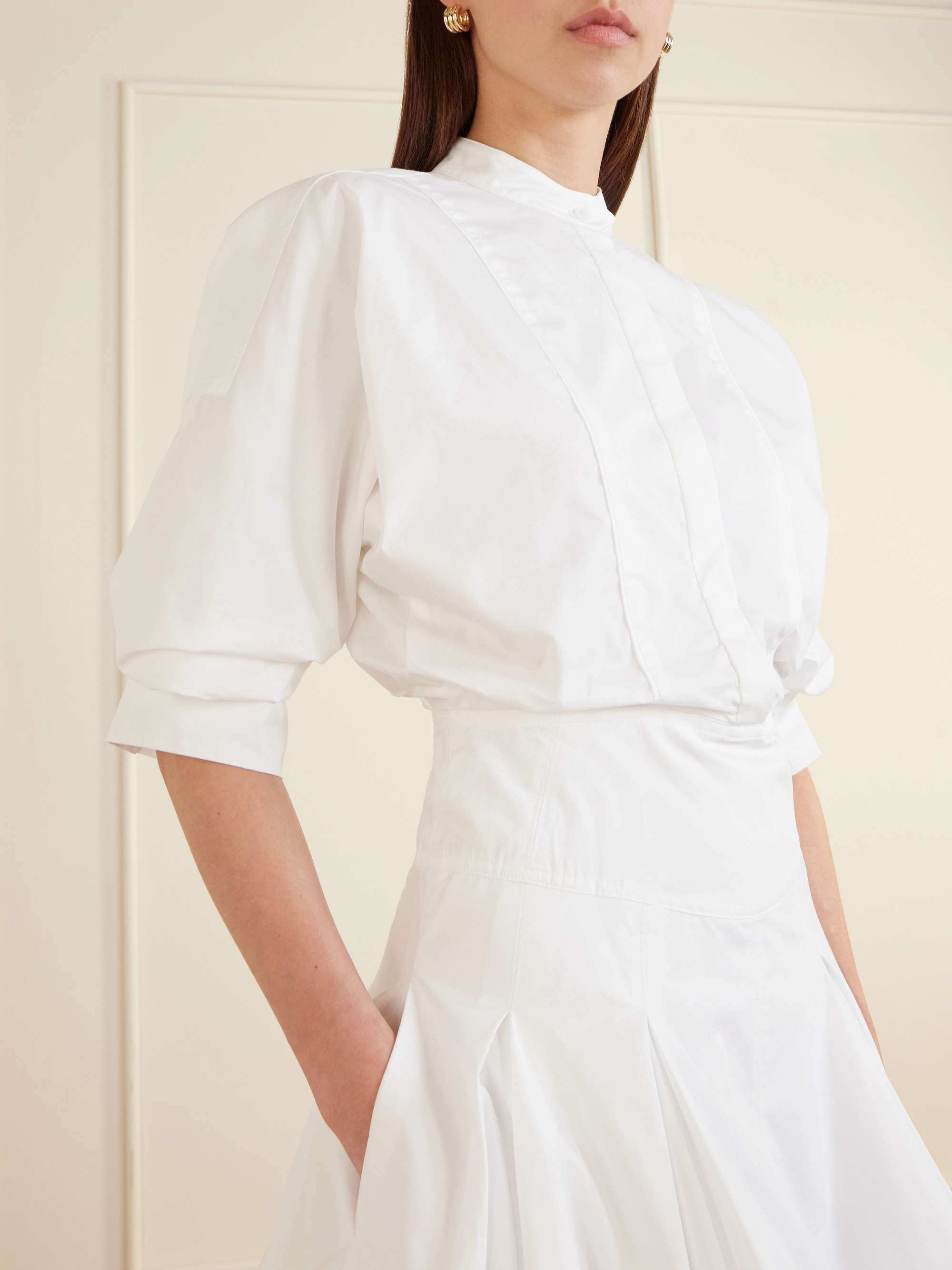 SIMKHAI Effie Bubble pleated cotton-blend poplin mini dress | NET-A-PORTER