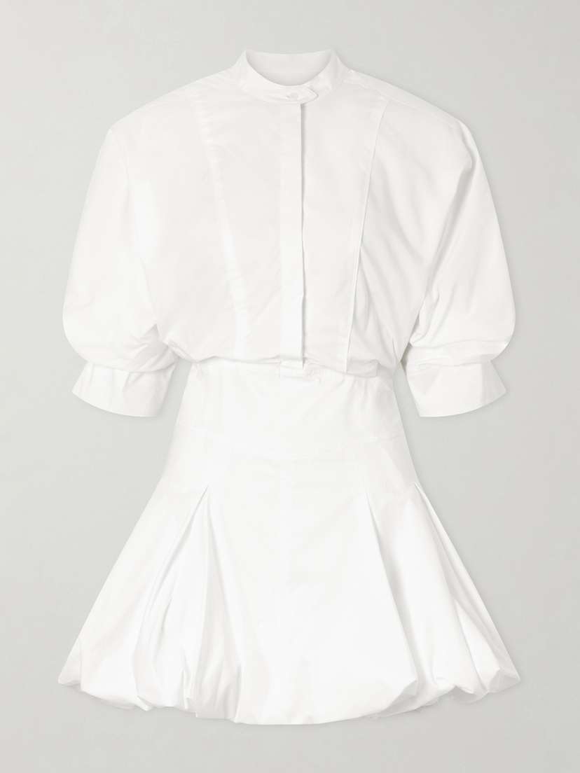 Simkhai Effie Bubble Pleated Cotton-blend Poplin Mini Dress