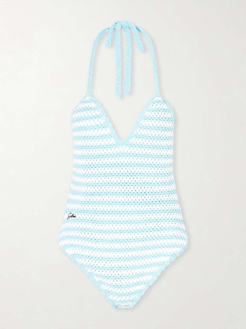 Simkhai Karoline Striped Crocheted Swimsuit