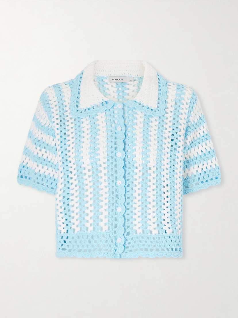 Simkhai Stanton Striped Crocheted Cotton Shirt