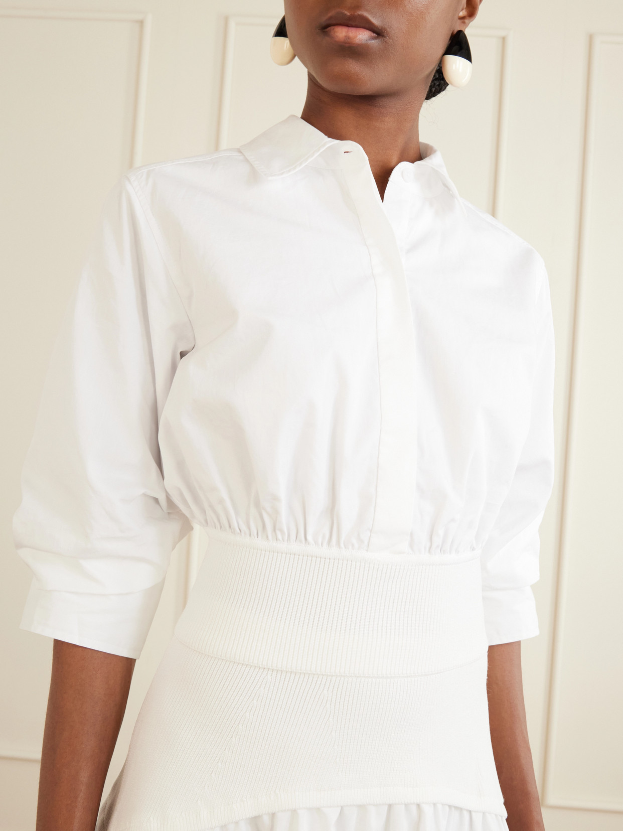 Stiles Gathered Cotton-Poplin Shirt