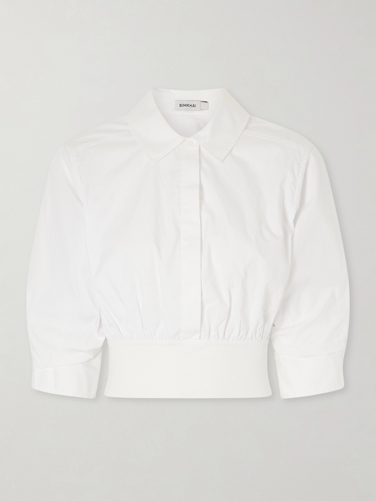 Simkhai Stiles Gathered Cotton-poplin Shirt In White