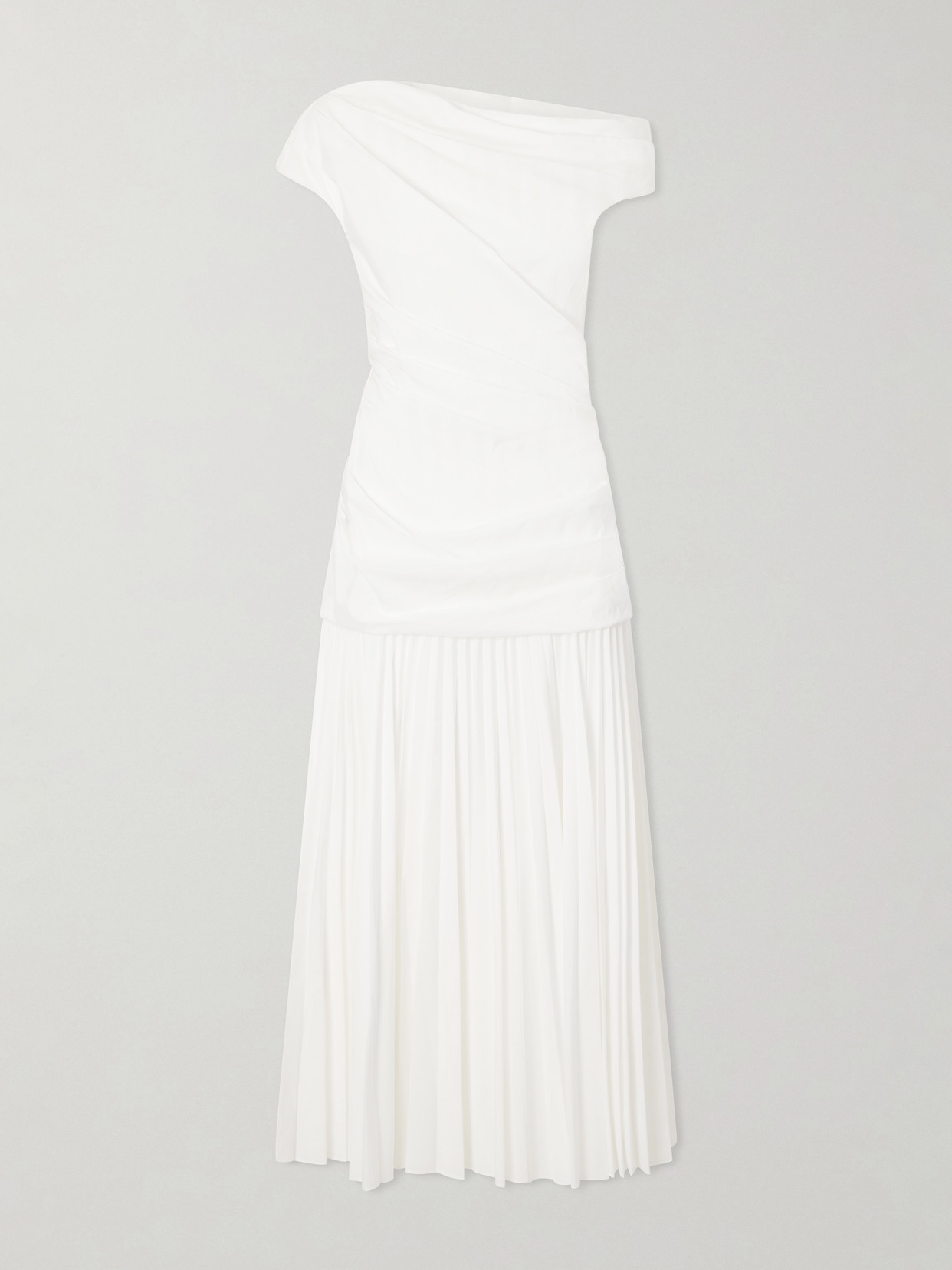 SIMKHAI - Ammalie One-shoulder Draped Pleated Poplin Midi Dress - White