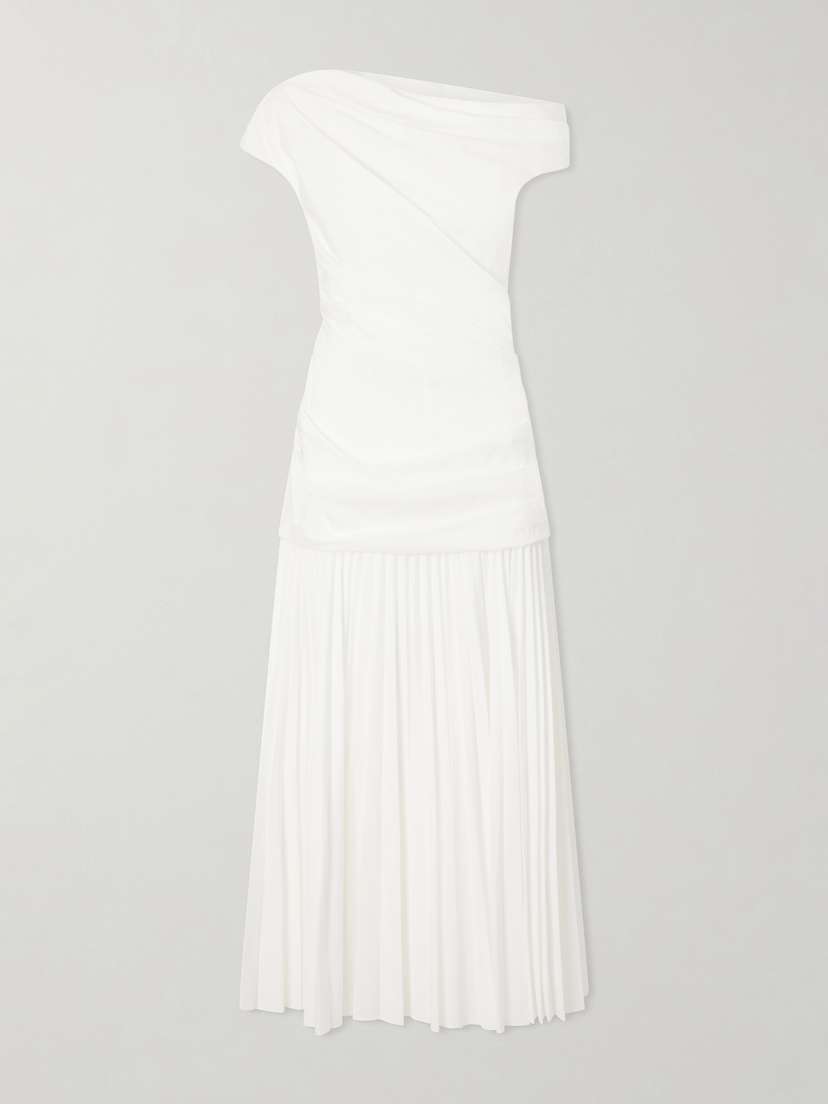 Simkhai Ammalie One-shoulder Draped Pleated Poplin Midi Dress | Thumbnail 5 Simkhai Ammalie One-shoulder Draped Pleated Poplin Midi Dress | Thumbnail 5