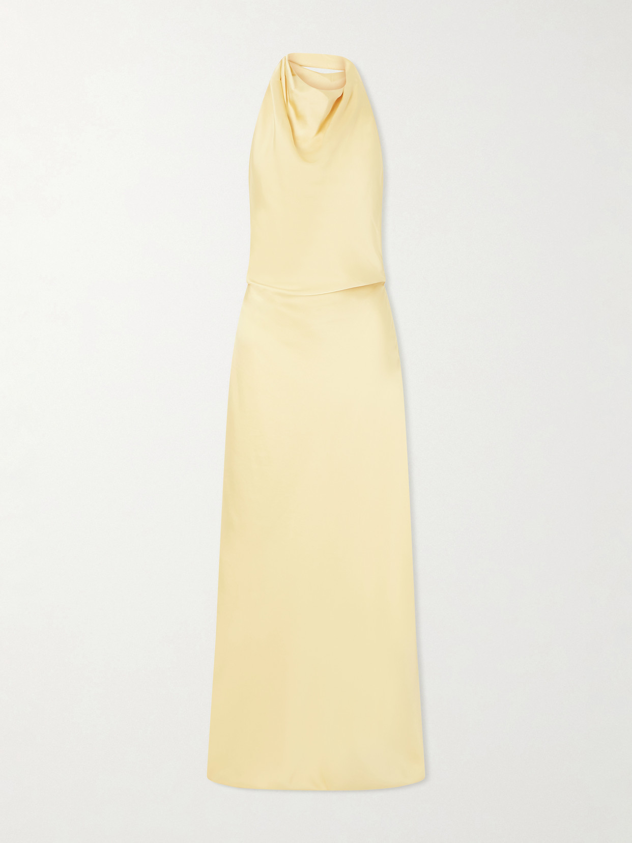 Simkhai Reannon Draped Satin Halterneck Gown In Yellow