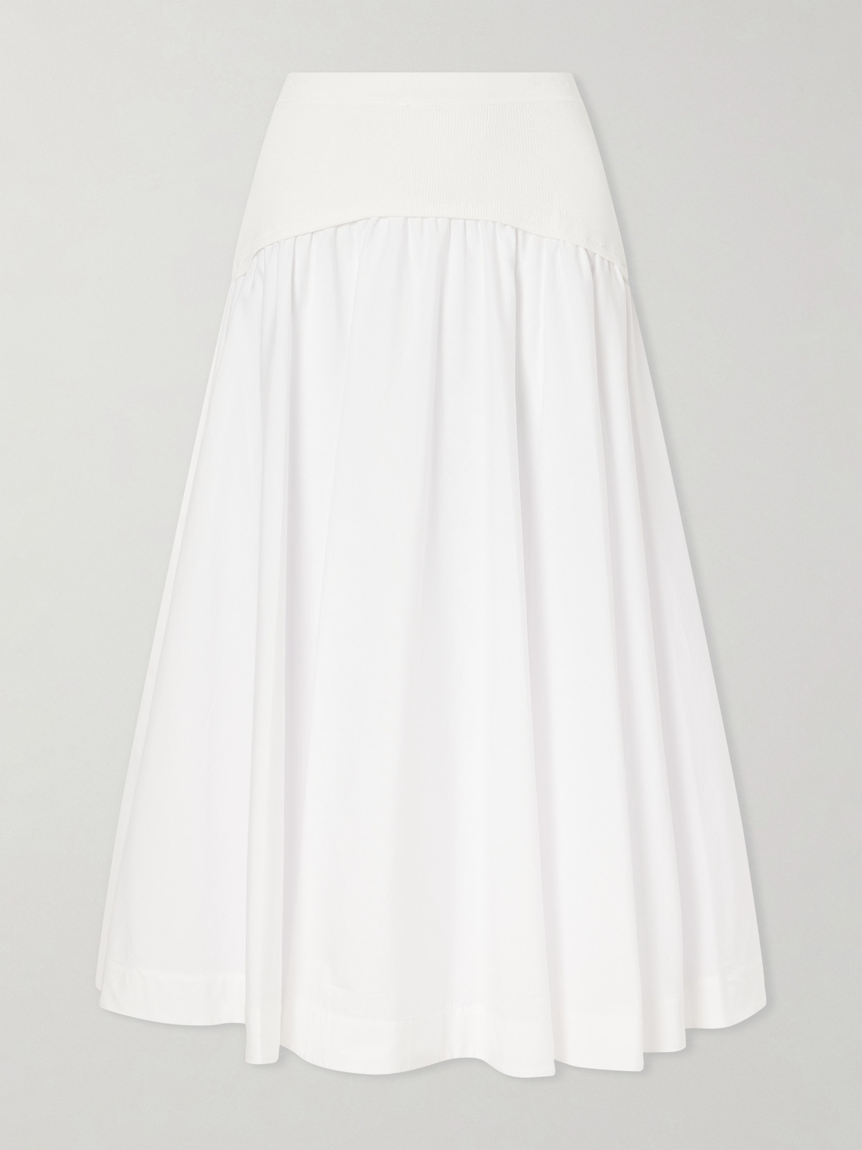 Simkhai Ovie Pleated Ribbed Cotton-poplin Midi Skirt In White