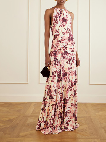 SIMKHAI Cerin printed jersey halterneck gown