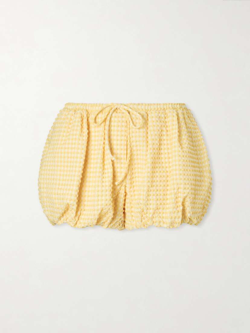 Simkhai Addie Checked Seersucker Shorts