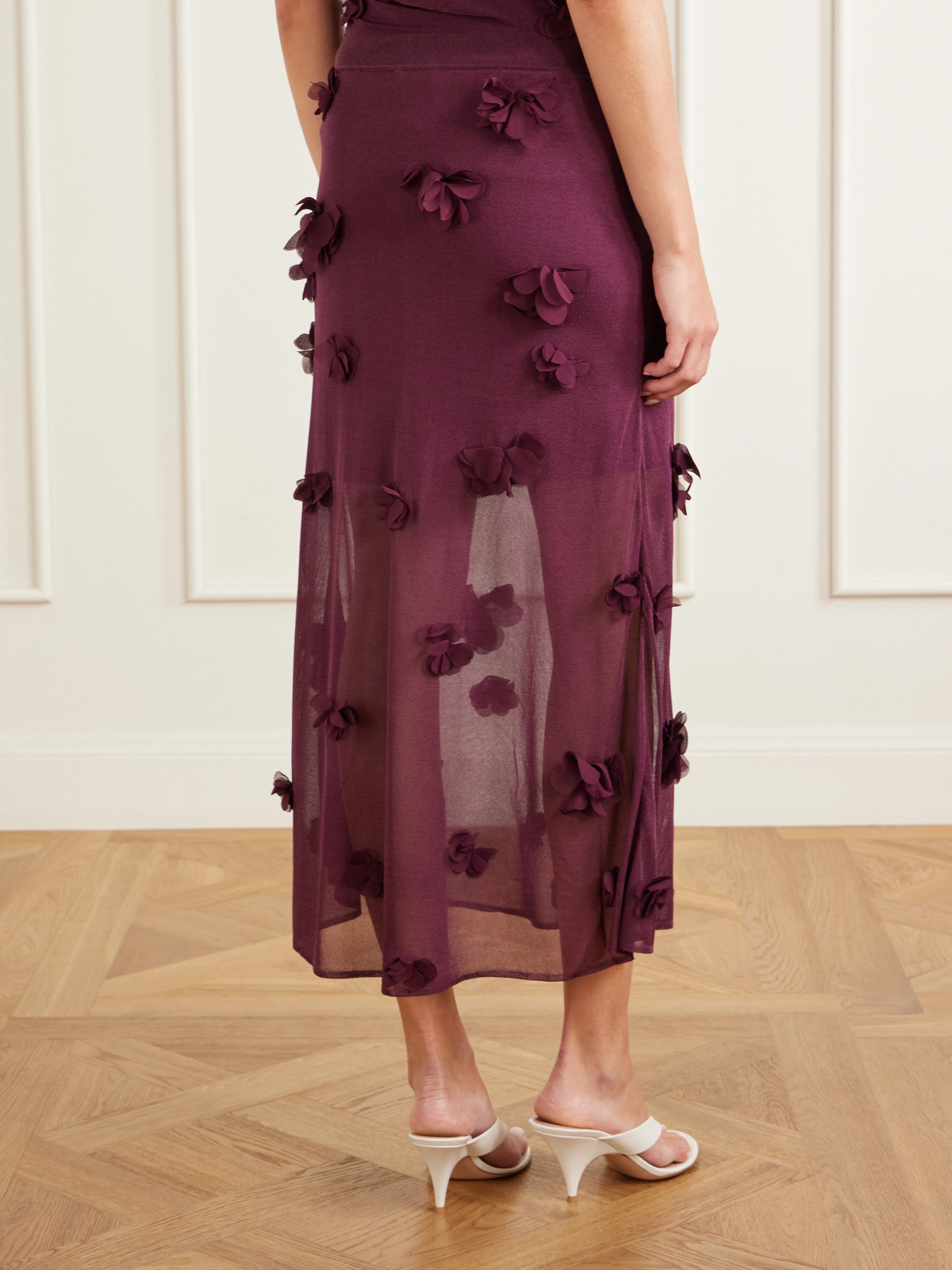Cora Floral-Appliqué Midi