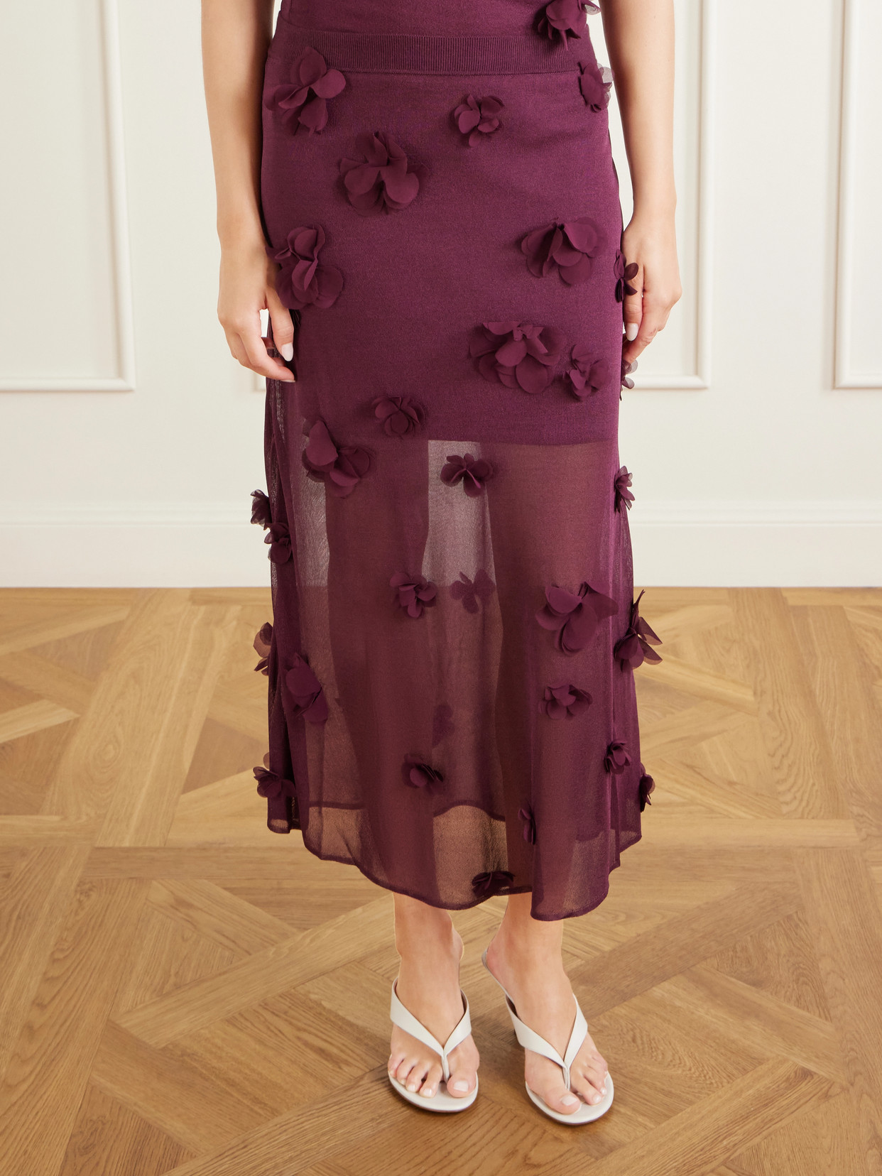 Cora Floral-Appliqué Midi