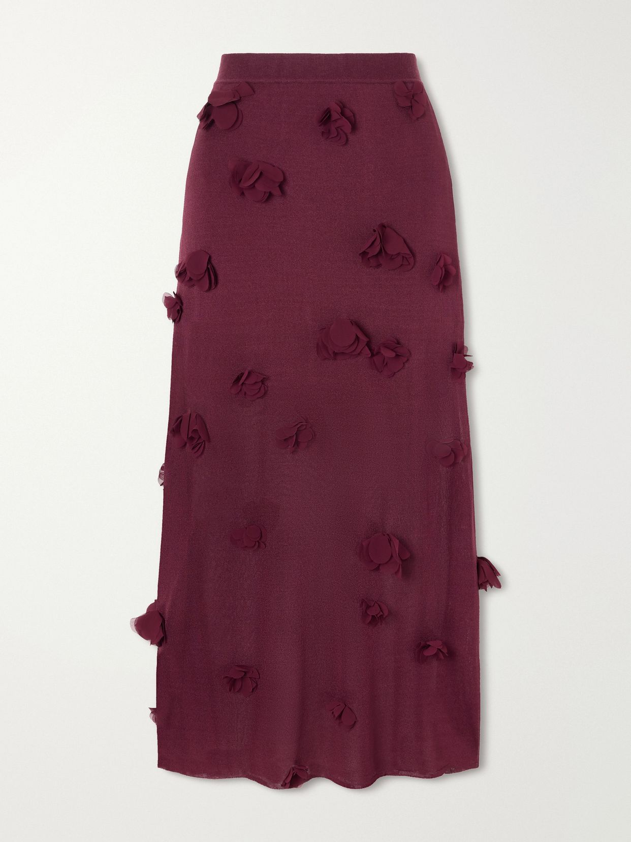 Cora floral-appliqué midi skirt