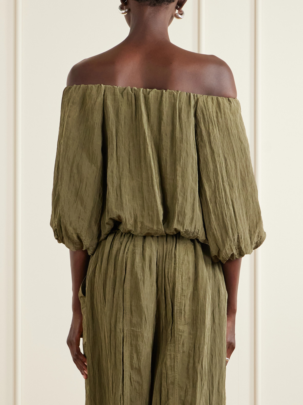 Anni Cropped Gathered Crepon Blouse