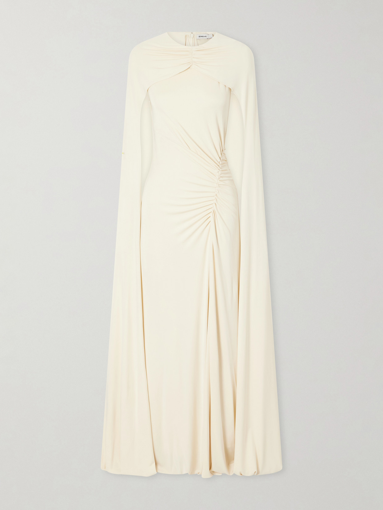 Simkhai Cape-effect Gathered Jersey Gown In Yellow