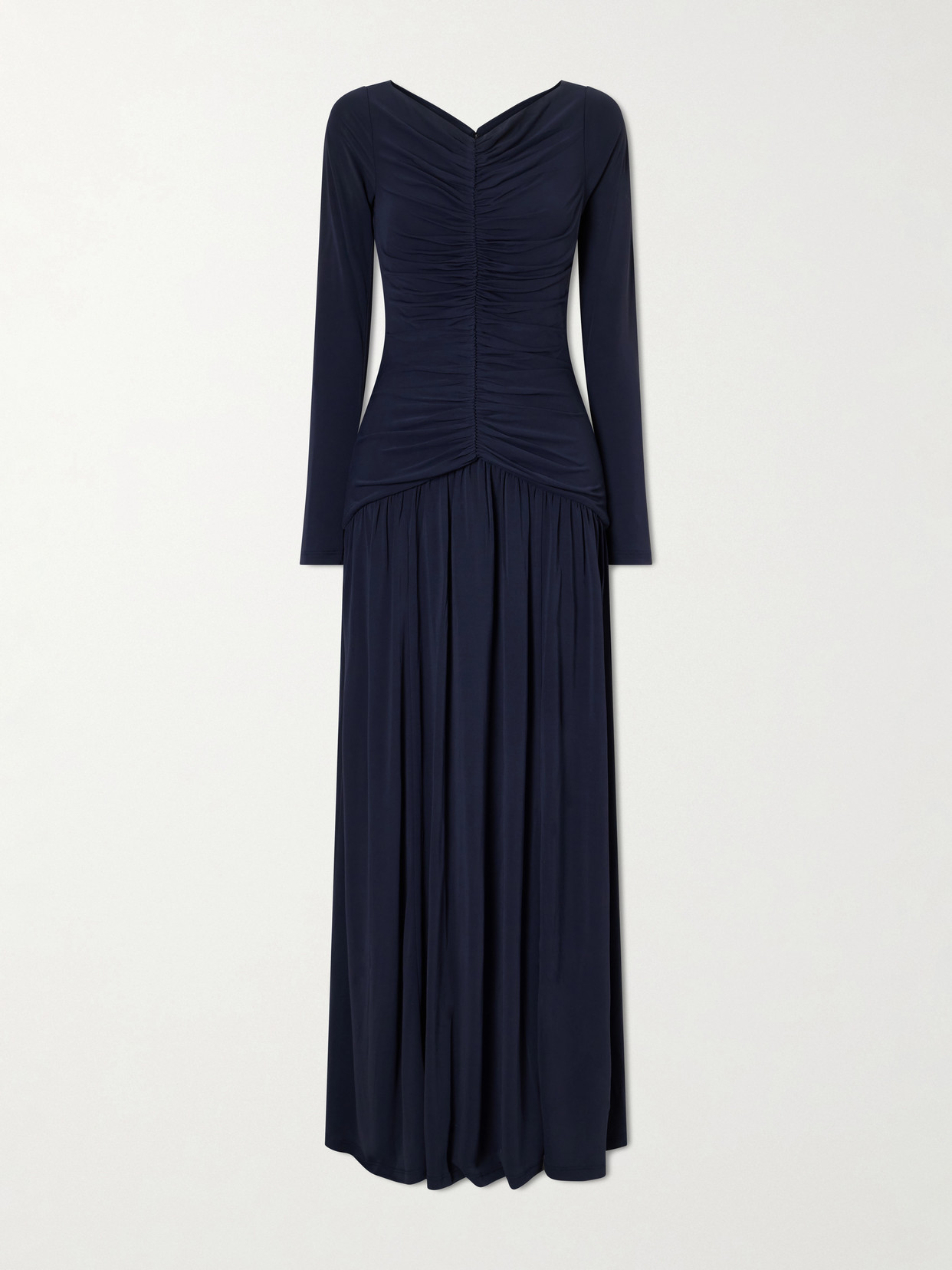 La Ligne Ruched Jersey Maxi Dress In Blue