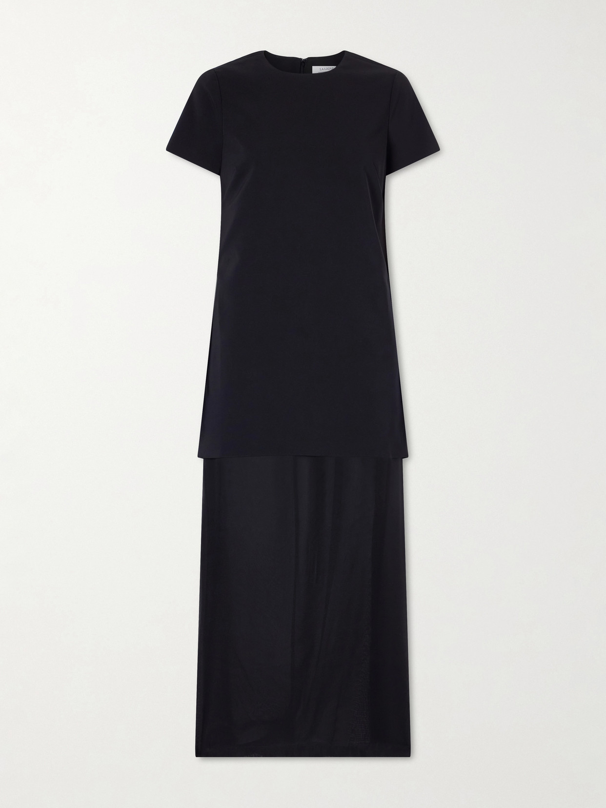 La Ligne Crepe And Chiffon Maxi Dress In Black