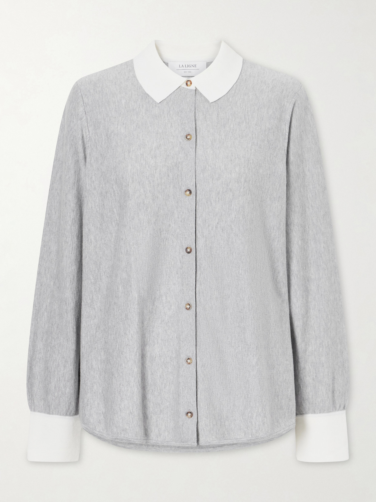La Ligne Knitted Cotton-blend Shirt In Gray