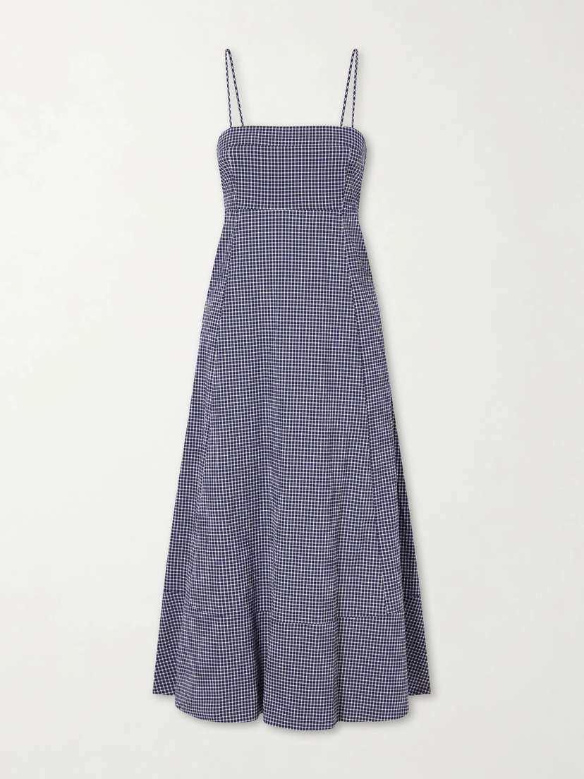 La Ligne Thay Gingham Knot-detailed Cut-out Seersucker Midi Dress | Thumbnail 5