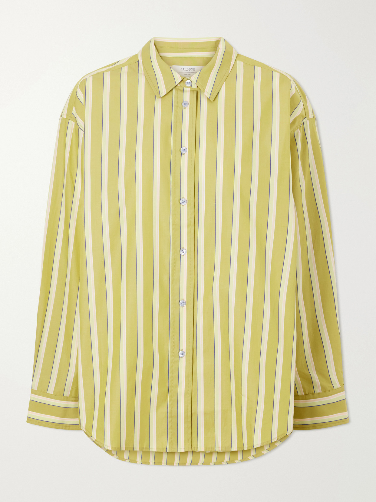 La Ligne Striped Cotton-poplin Shirt In Green