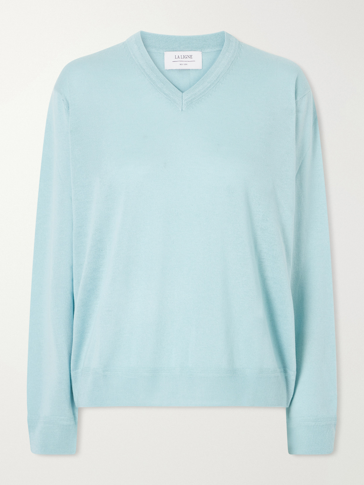 La Ligne Ben Silk, Wool And Cashmere-blend Knit Sweater In Blue