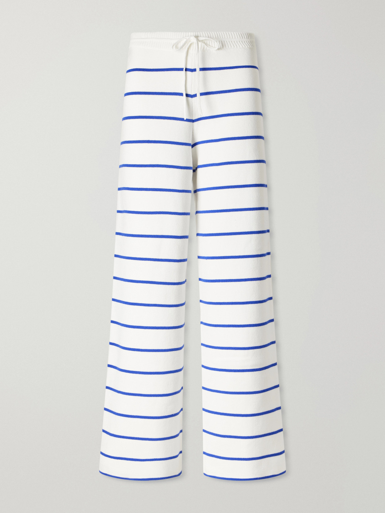 La Ligne Striped Cotton Wide-leg Pants In White