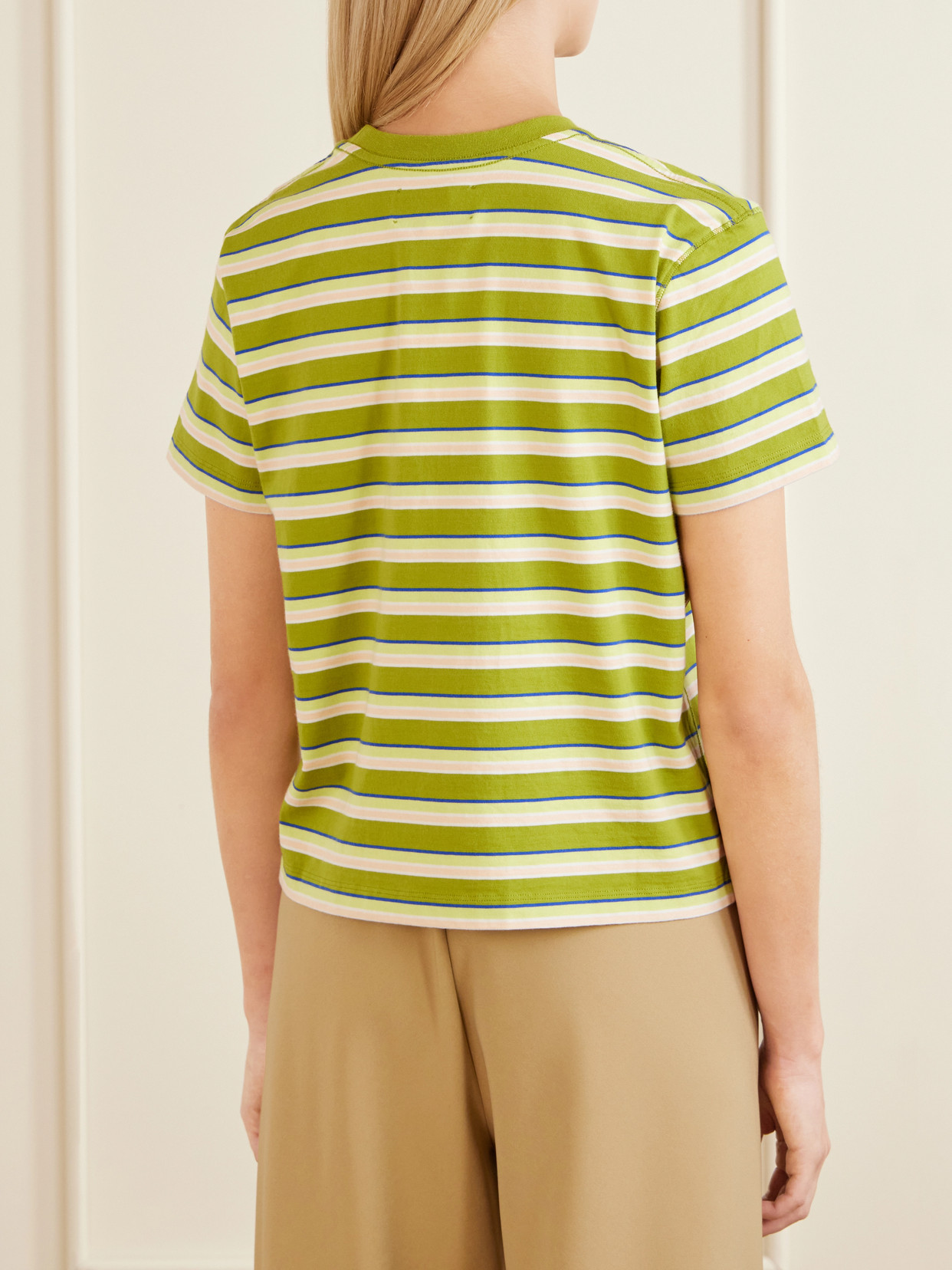 Mol Cropped Striped Cotton T-Shirt