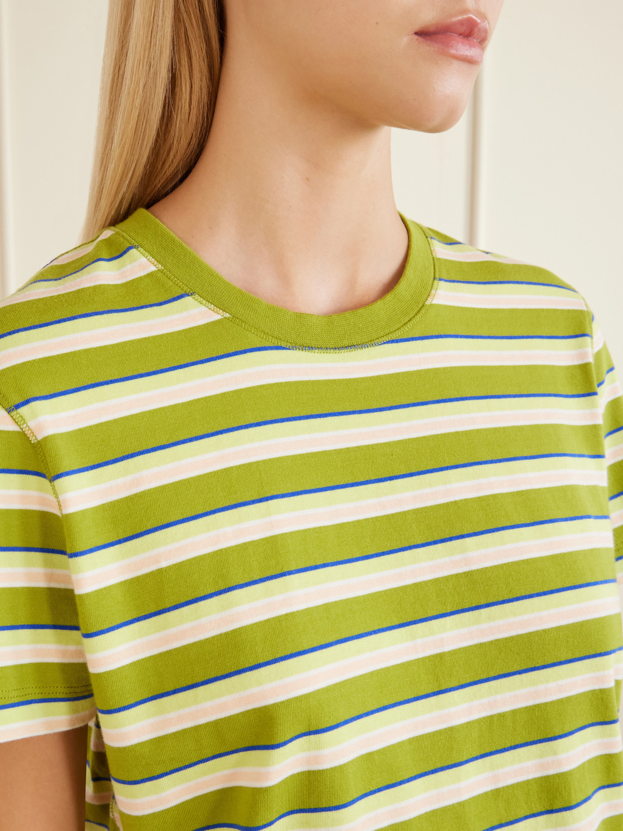 Mol Cropped Striped Cotton T-Shirt