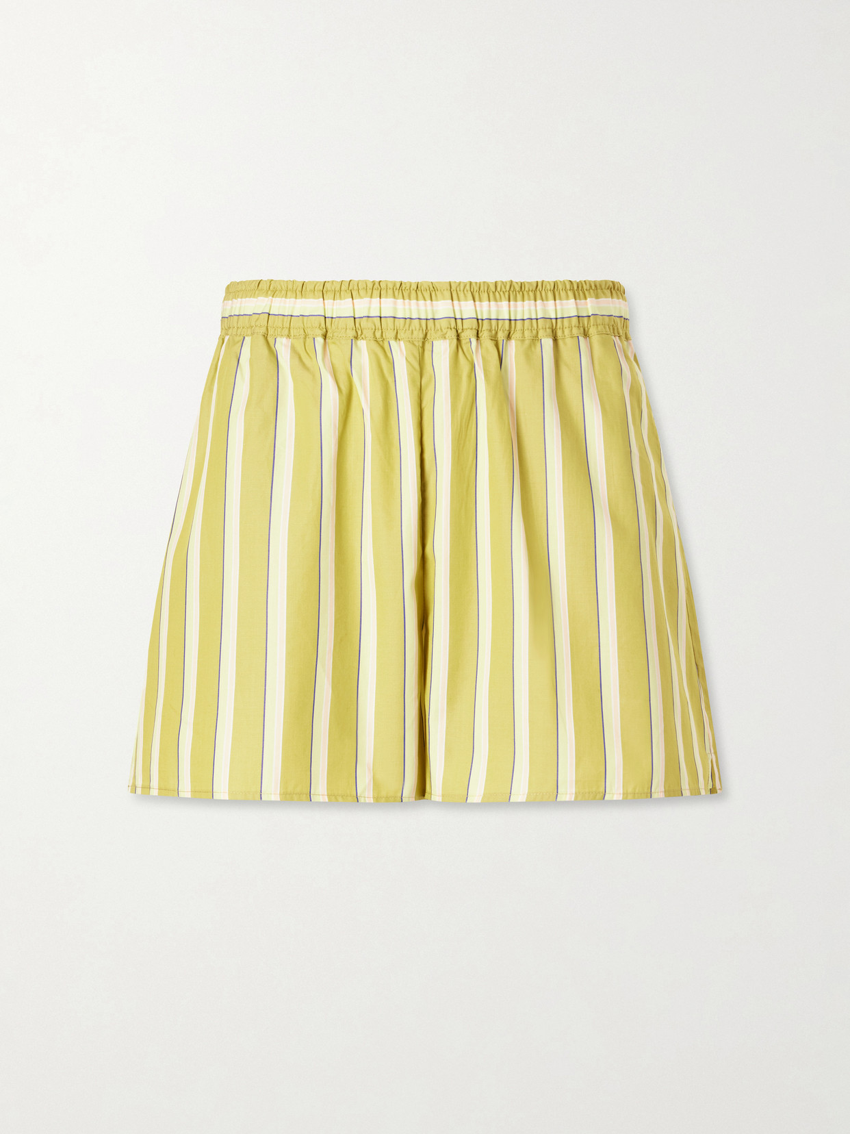 La Ligne Shelby Striped Cotton-poplin Shorts In Green