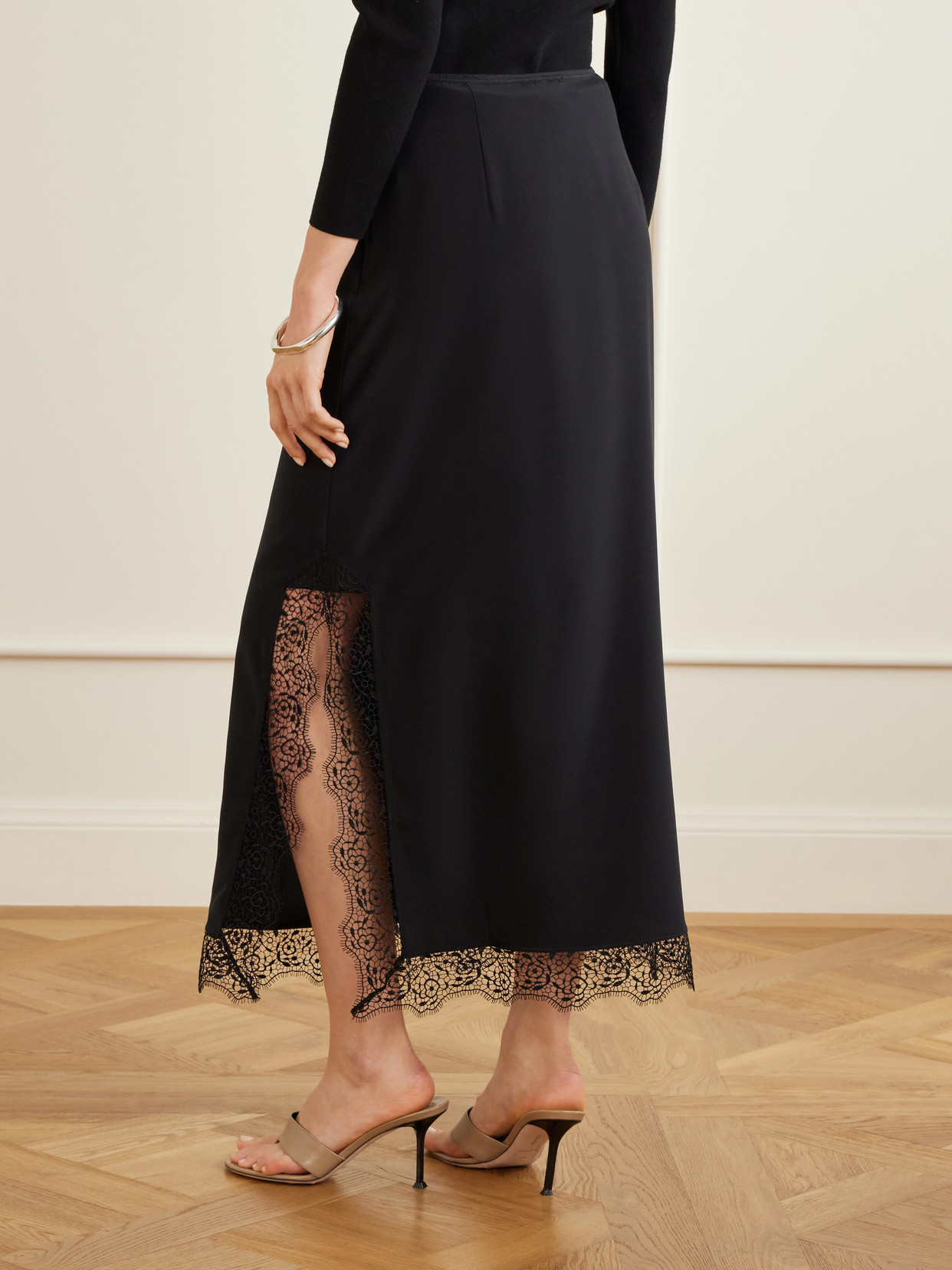Phoenix Lace-Trimmed Silk-Blend Midi