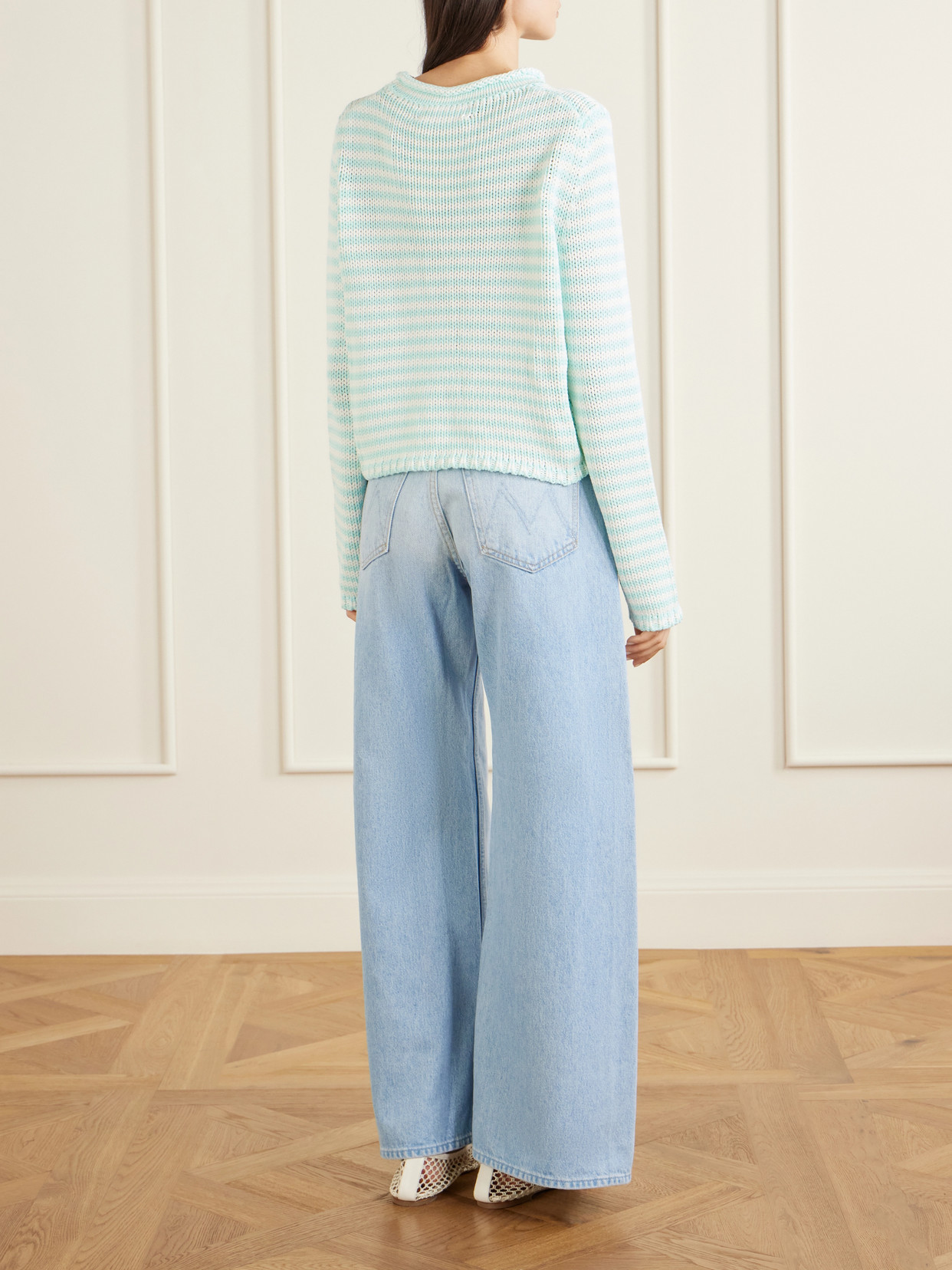 Mini Marina Cropped Striped Cotton Sweater