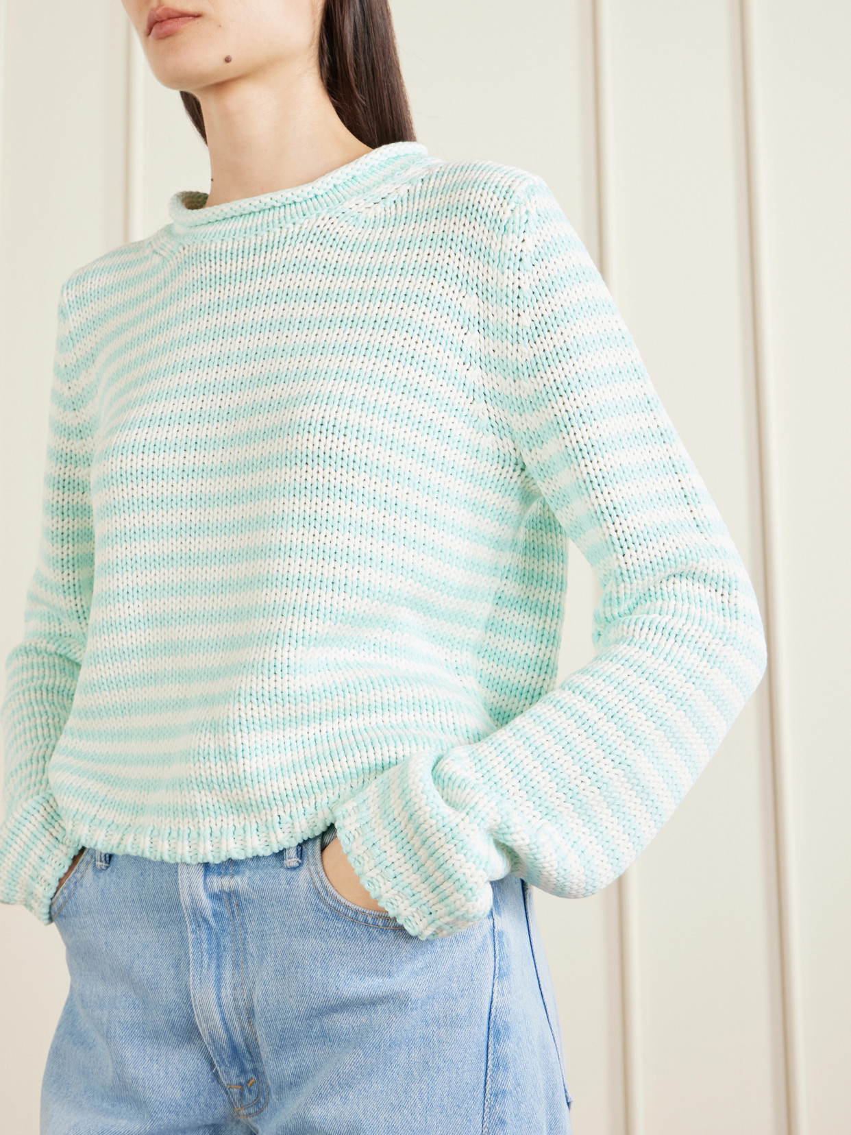 Mini Marina Cropped Striped Cotton Sweater