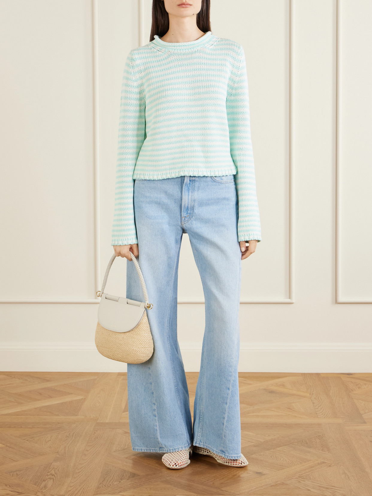 Mini Marina Cropped Striped Cotton Sweater