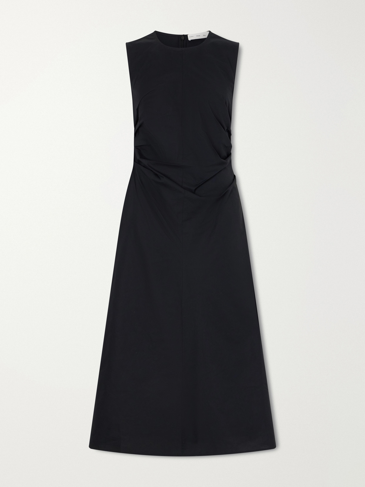 Proenza Schouler White Label Anoushka Ruched Cotton-blend Poplin Midi Dress In Black