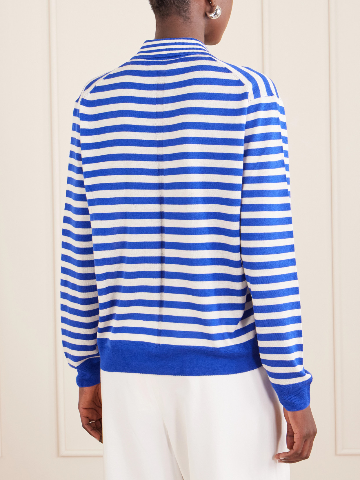 Ben Striped Silk, Wool And Cashmere-Blend Polo Sweater