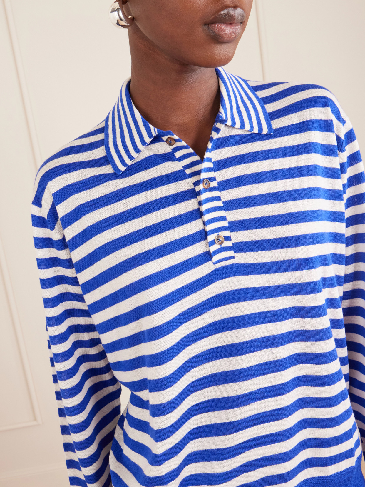 Ben Striped Silk, Wool And Cashmere-Blend Polo Sweater