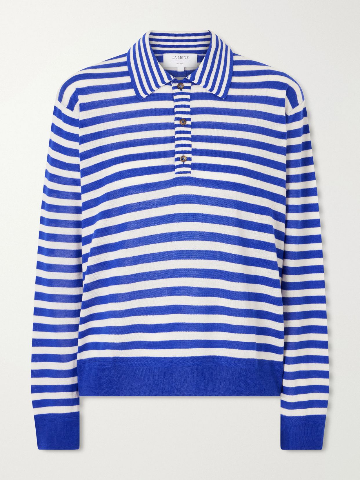 Ben striped silk, wool and cashmere-blend polo sweater
