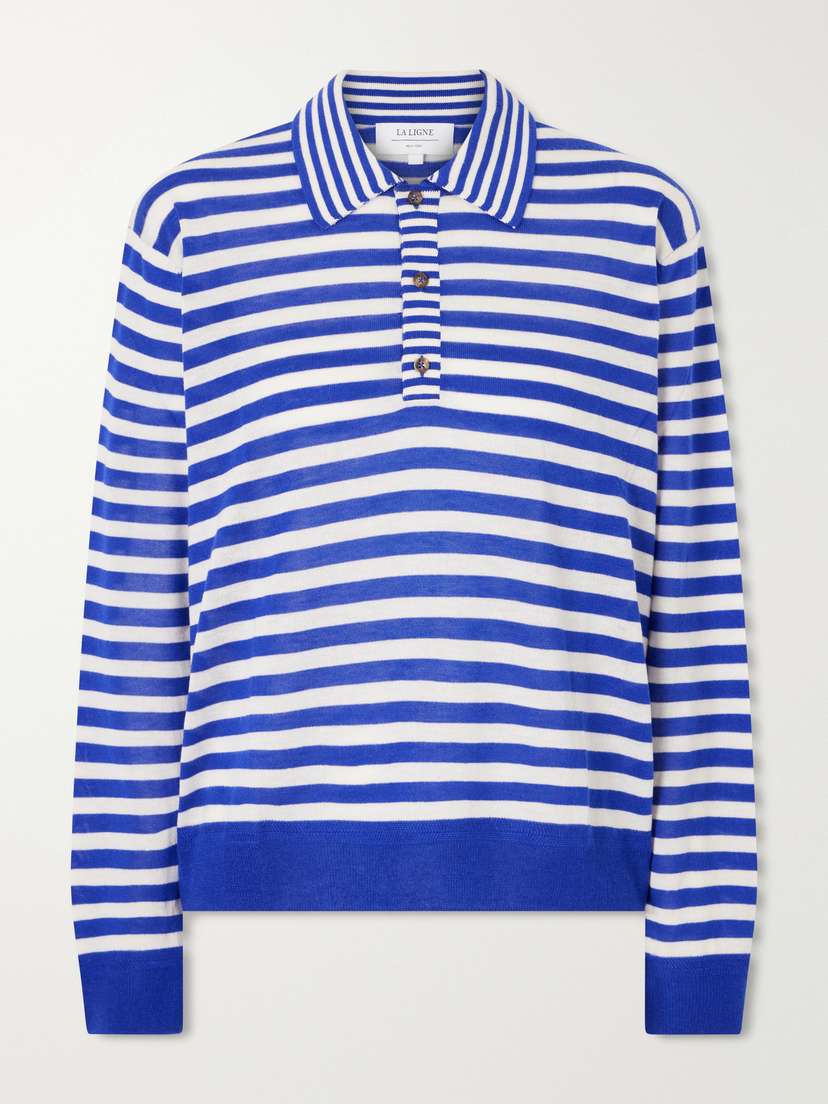La Ligne Ben Striped Silk, Wool And Cashmere-blend Polo Sweater | Thumbnail 6 La Ligne Ben Striped Silk, Wool And Cashmere-blend Polo Sweater | Thumbnail 6