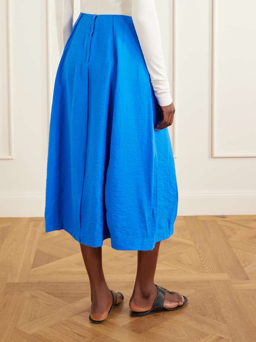 Theory Pleated Silk-blend Crepe Midi Skirt | Thumbnail 4