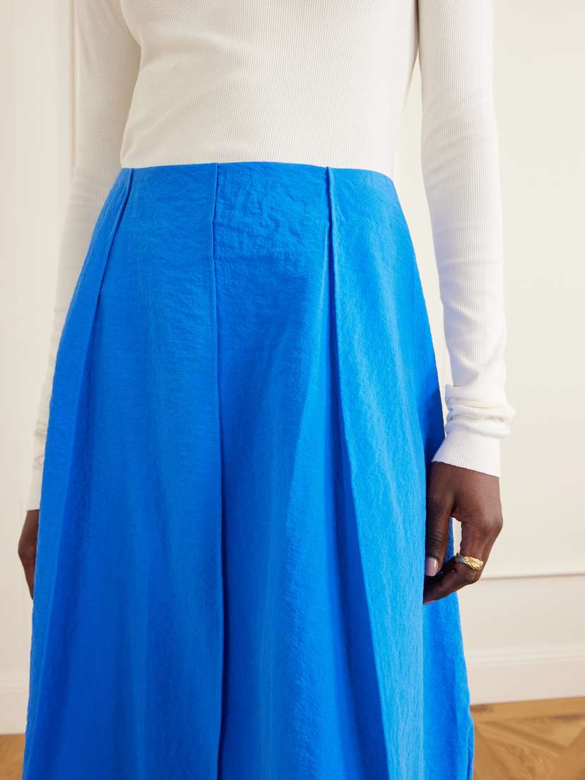 Theory Pleated Silk-blend Crepe Midi Skirt | Thumbnail 5