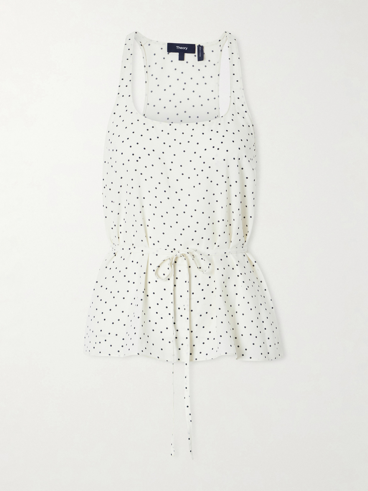 Belted Halterneck Polka-Dot Tank
