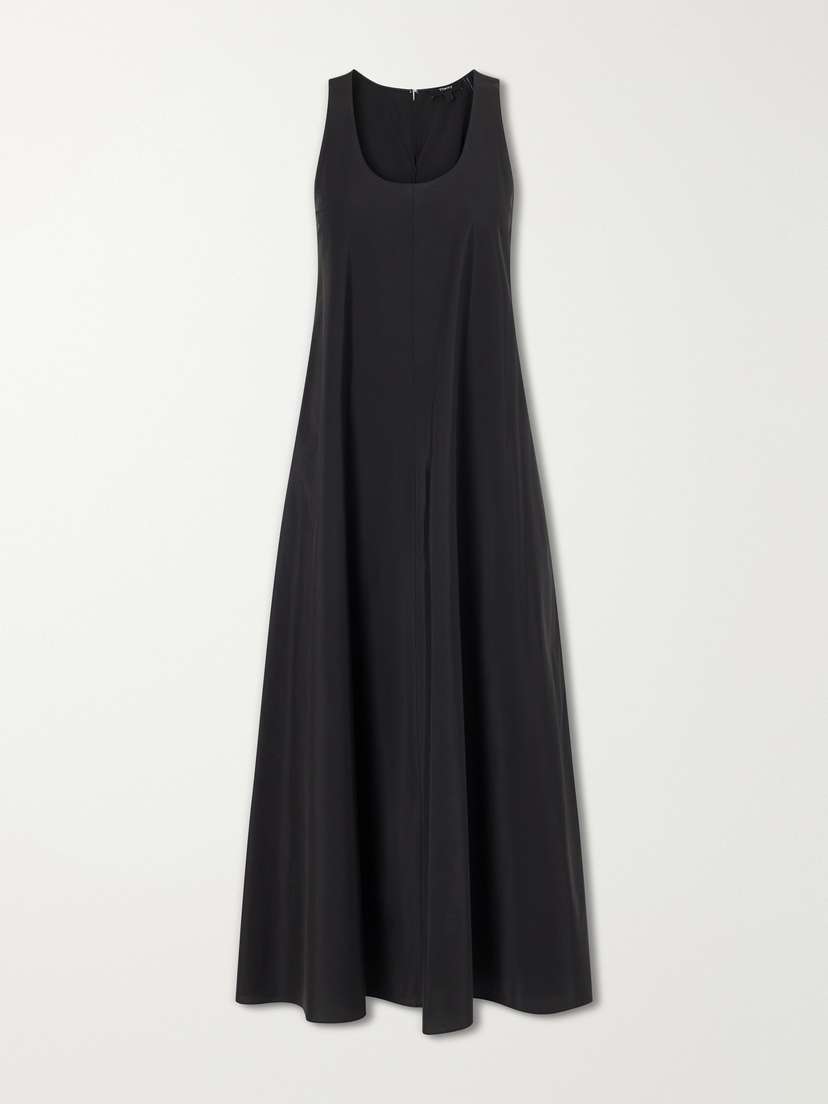 Theory Gathered Cotton And Nylon-blend Maxi Dress