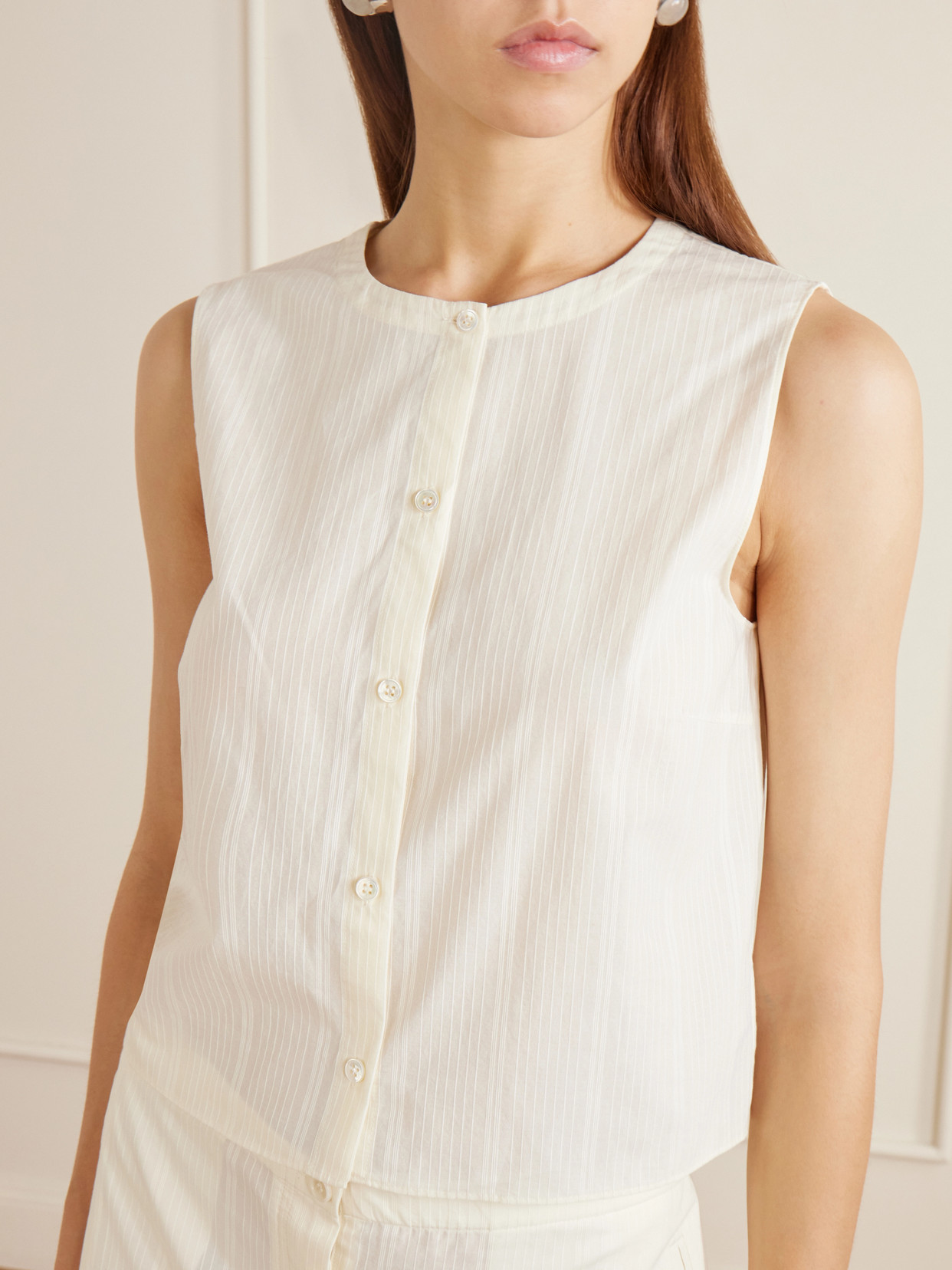 Striped Cotton-Voile Tank