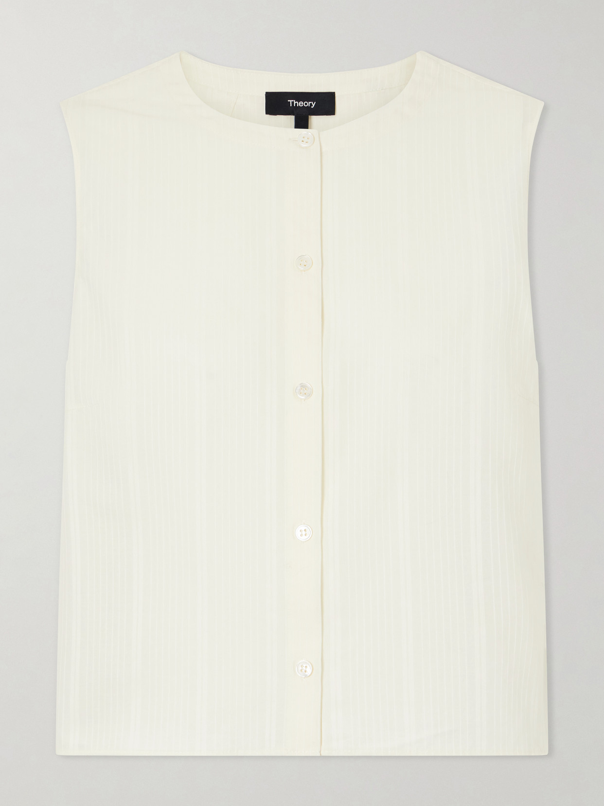 Theory Striped Cotton-voile Tank In Neutrals