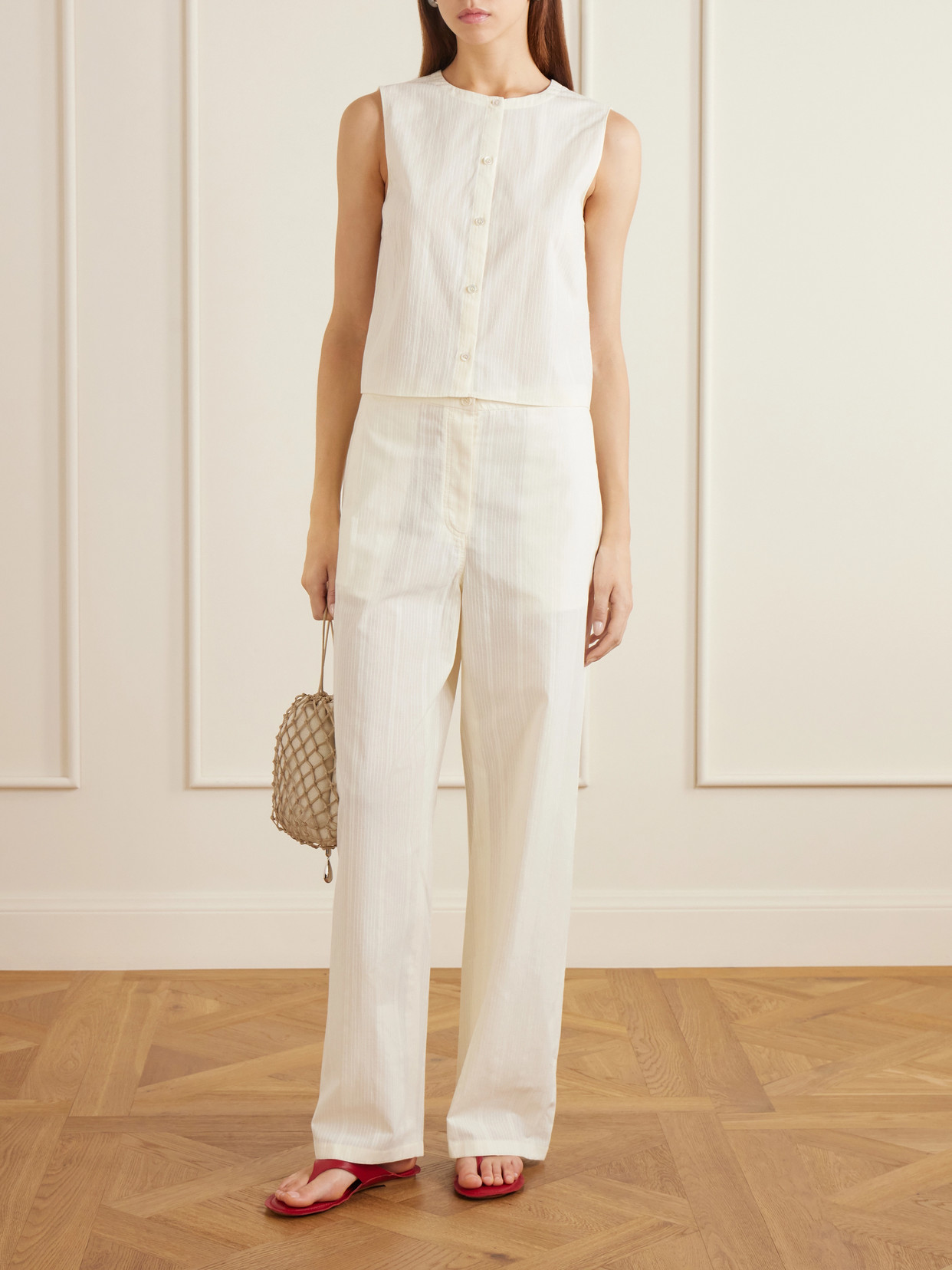 Striped Cotton-Voile Tank