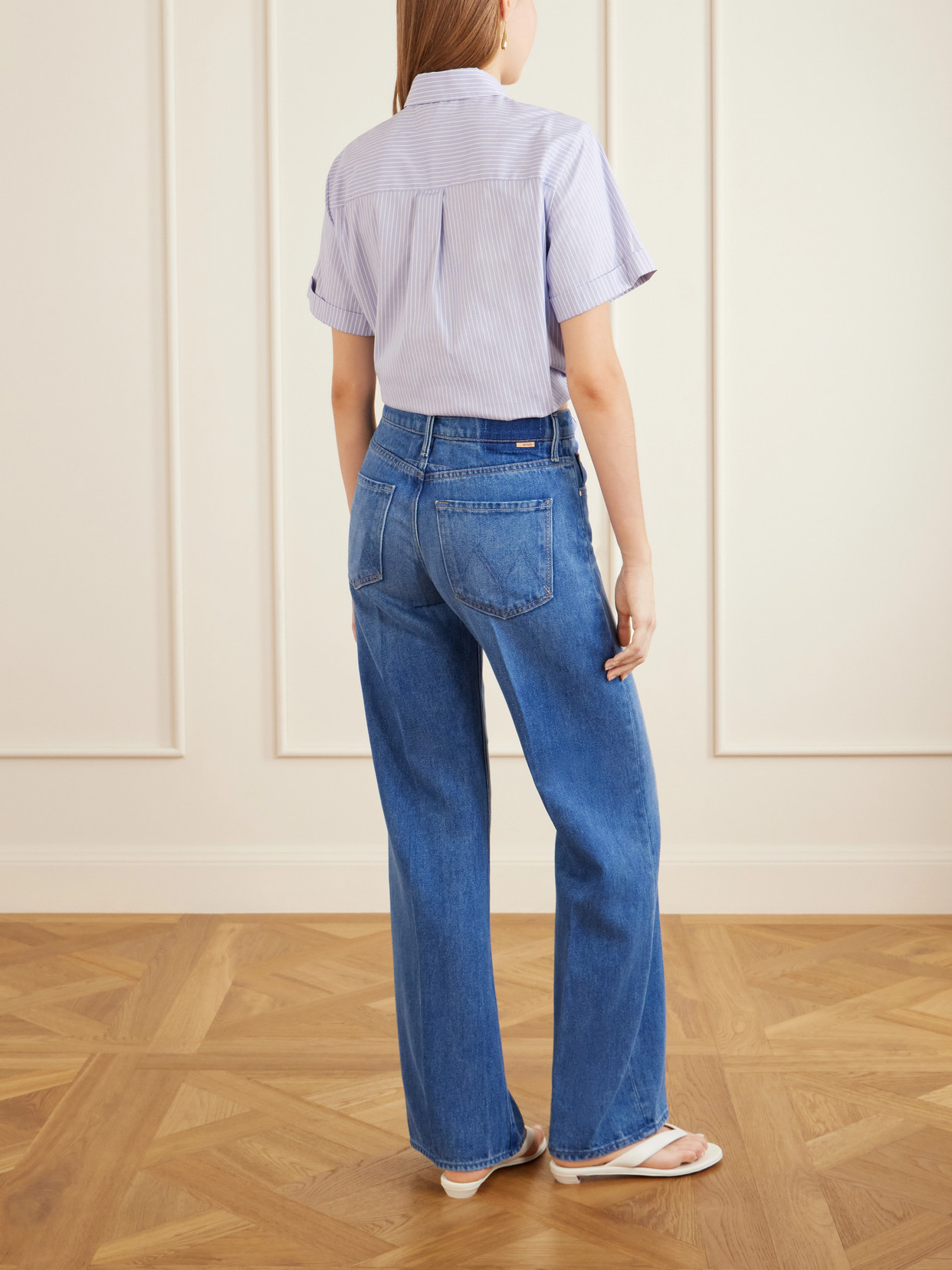 Knotted Cropped Striped Cotton-Blend Poplin Shirt