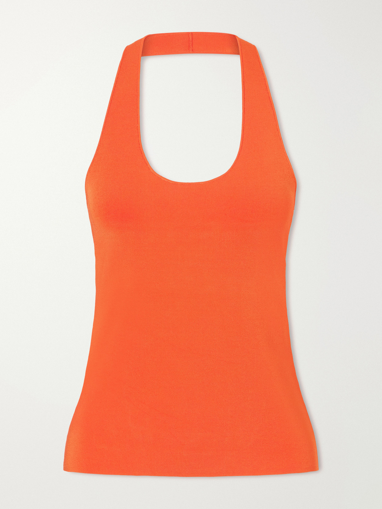 Theory Halterneck Ribbed Tank In Orange