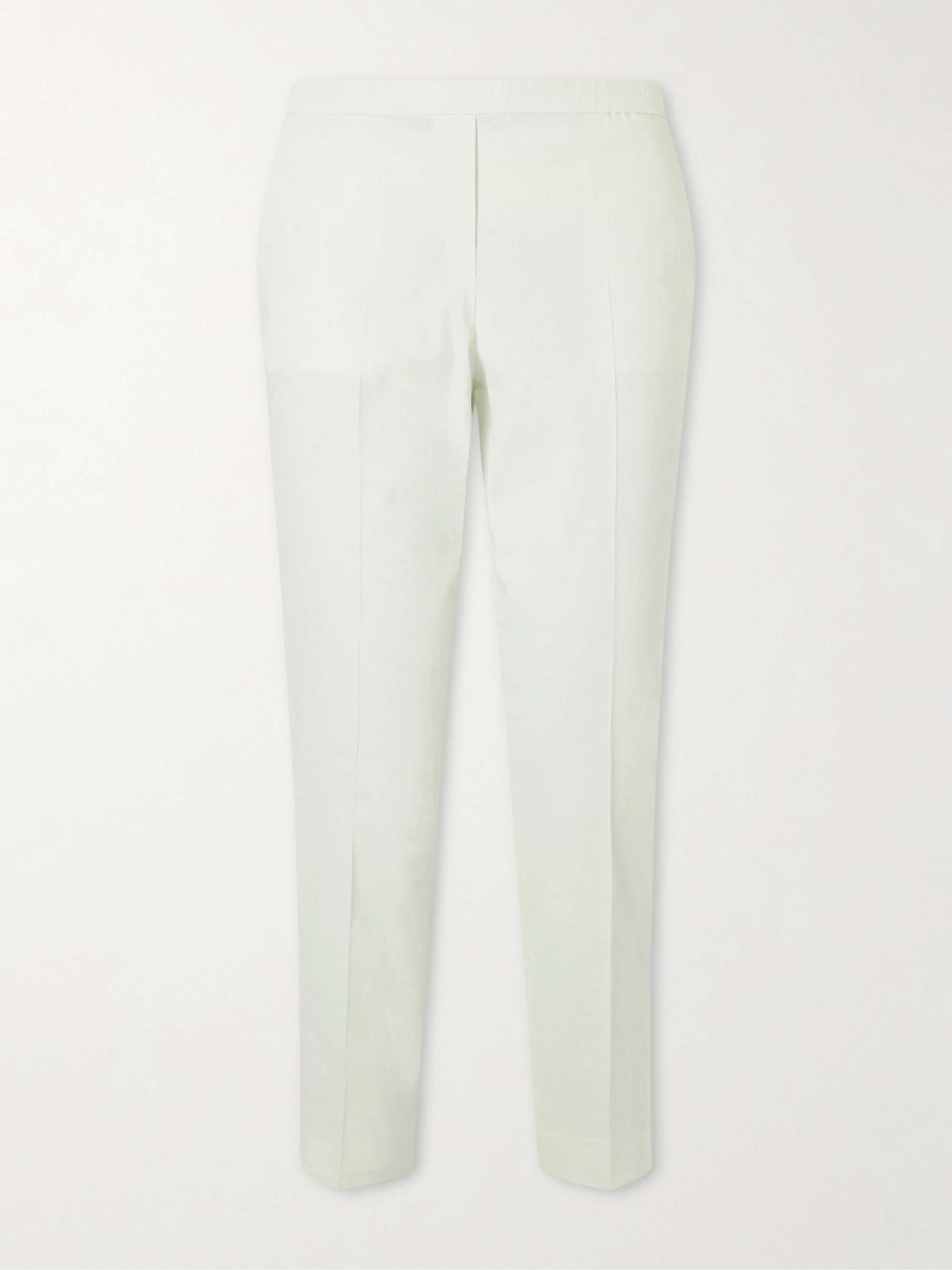 THEORY Treeca cropped stretch linen-blend straight-leg pants