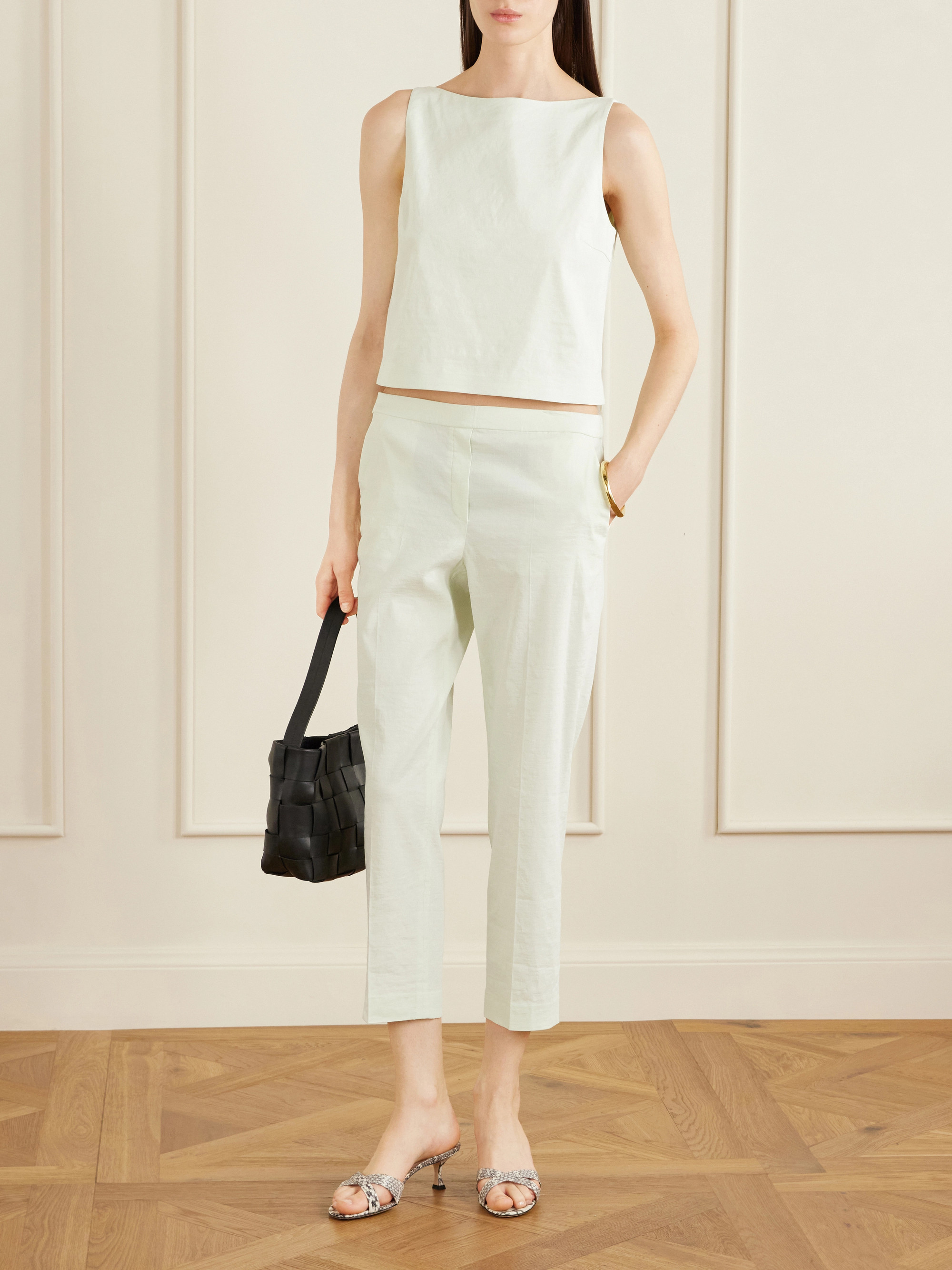 Treeca linen-blend skinny-leg pants — Image 7