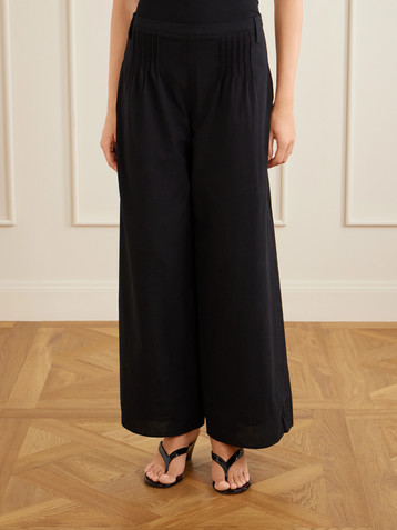 SIR. Beatrice pintucked cotton wide-leg pants