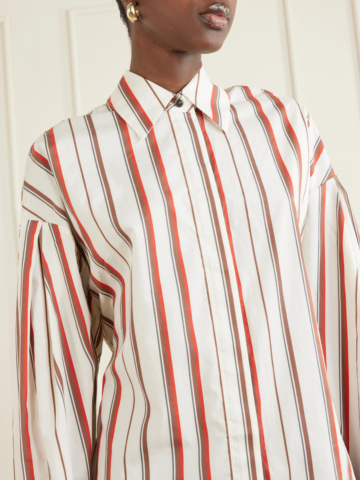. - Alva Striped Cotton-Poplin Shirt