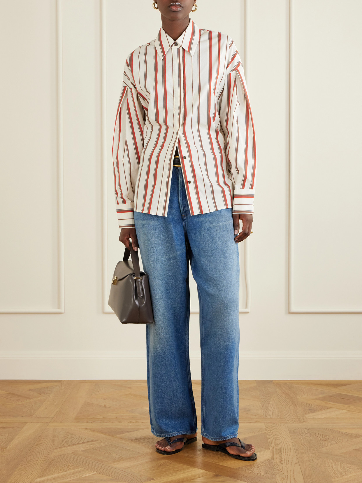 . - Alva Striped Cotton-Poplin Shirt